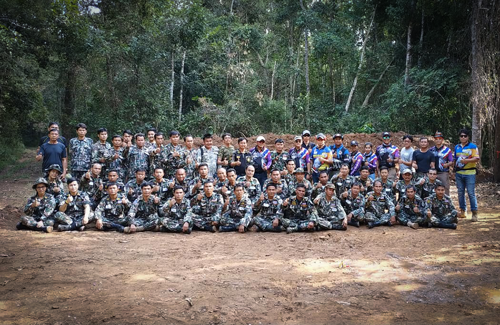 Group of Thai ranger are taking photo after training